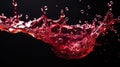 Splashes of red wine from dark-coloured grape varieties. Black background. Generative AI Royalty Free Stock Photo