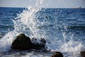 Splashes of sea waves in daylight. Royalty Free Stock Photo