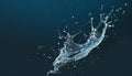 splashes of water on a dark blue background 3d rendering. AI