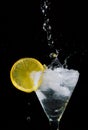 Splashes of water with lemon