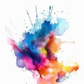 Splashes watercolor. Bright liquid paint splash or ink splatter. Abstract background Royalty Free Stock Photo