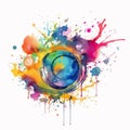 Splashes watercolor. Bright liquid paint splash or ink splatter. Abstract background Royalty Free Stock Photo