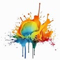 Splashes watercolor. Bright liquid paint splash or ink splatter. Abstract background Royalty Free Stock Photo