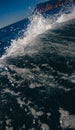 Splashes from the yacht in the sea water. Wake of a ferry boat Royalty Free Stock Photo