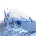 Splashing blue sparkling pure water. Abstract nature background