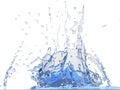 Splashing blue sparkling pure water. Abstract nature background