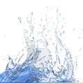 Splashing blue sparkling pure water. Abstract nature background