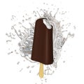 Splashing chocolate ice lolly