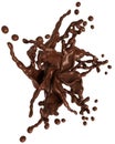 Splashing chocolate: Liquid star shape with drops isolated