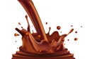 Splashing chocolate liquid on white background vector.