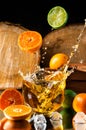 splashing cocktails collection isolated juice lime orange