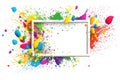 Splashing colorful paint on frame on white background. AI generative
