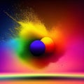 Splashing Colorful Powder Created with Generative AI Technology