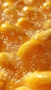Splashing corn kernels in liquid with dynamic bubbles