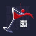 Splashing Cosmopolitan cocktail Martini glass vector illustration Royalty Free Stock Photo