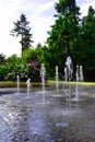 Splashing dancing fountains in park. Podebrady Royalty Free Stock Photo