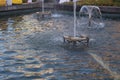 Splashing fountain in city park,Thailand