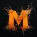 Splashing Orange Water From Letter M Background Royalty Free Stock Photo