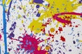 Splashing vibrant painting over a white paper. Colorful abstract background