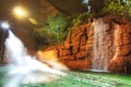 Splashing water from attraction ride in a theme park, Universal Studios Hollywood, Los Angeles Royalty Free Stock Photo