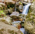 Splashing water over creek rocks