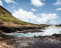 Splashing Water in Sandy Beach, Hawaii Oahu Royalty Free Stock Photo