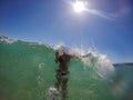 Happy Girl In Big Sea Wave Royalty Free Stock Photo