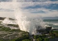 Splashing wave on stone trench