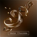 Splashing and whirl chocolate liquid for design uses 3d illustration