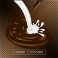 Splashing and whirl chocolate and milk liquid for design uses isolated 3d illustration