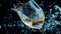 Splashing White Wine in Glass Dark Background Royalty Free Stock Photo
