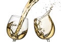 Splashing White Wine in Two Glasses on a White Background Royalty Free Stock Photo