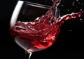 Splashing wine fills glass, creating a celebration generated by AI