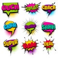 Set hand drawn effects comic speech bubbles