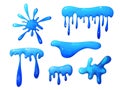 Splat slime mucus. Sticky liquid goo spots and blobs. Colorful jelly cartoon snot and smudges. Vector illustration