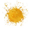 Splatter gold round frame backgrounds paints set with golden splash on white.