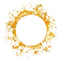 Splatter gold round frame backgrounds paints set with golden splash on white.