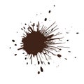 Splatter ink vector dirt stain brown brush. Paint inkblot black blob ink splatter grunge isolated background design. Royalty Free Stock Photo