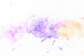 Splatters violet yellow paint. High quality and resolution beautiful photo concept Royalty Free Stock Photo