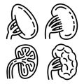 Spleen icons set, outline style