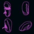 Spleen icons set vector neon