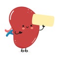 Cute funny Spleen organ poster character. Vector hand drawn cartoon kawaii character illustration. Isolated white