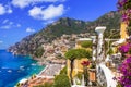 Splendid Amalfi coast - beautiful Positano  popular for summer holidays. Travel and landmarks of Italy Royalty Free Stock Photo