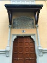 Splendid ancient entrance in Turin city, Italy. Art, history and craftsmanship