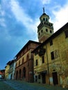 Splendid ancient houses and colours in Saluzzo town, Piedmont region, Italy. History, enchanting architecture and art