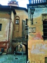 Splendid ancient street and colours in Saluzzo town, Piedmont region, Italy. History, enchanting architecture and art