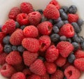 Splendid Arrrangement of Raspberries and Blueberries Royalty Free Stock Photo