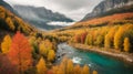 Splendid colorful autumn landscape, Autumn scene of colorful hills in popular landscape Royalty Free Stock Photo