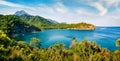 Splendid Mediterranean seascape of Mediterranean sea. Panoramic summer view of a small azure bay near the Tekirova village vith Mt