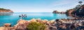 Splendid Mediterranean seascape in Turkey. Panorama of a small a Royalty Free Stock Photo